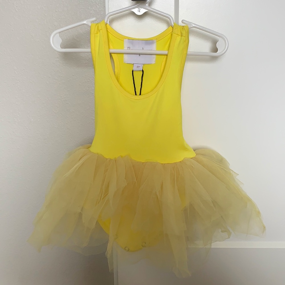 iloveplum yellow racer back dress with tutu size: 1Y NWT